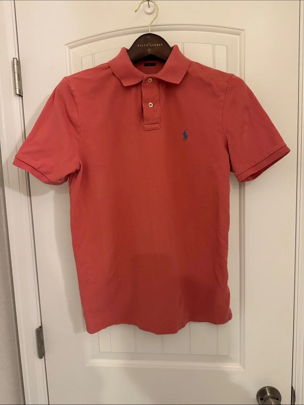 Ralph Lauren Coral Red Polo with Navy Pony